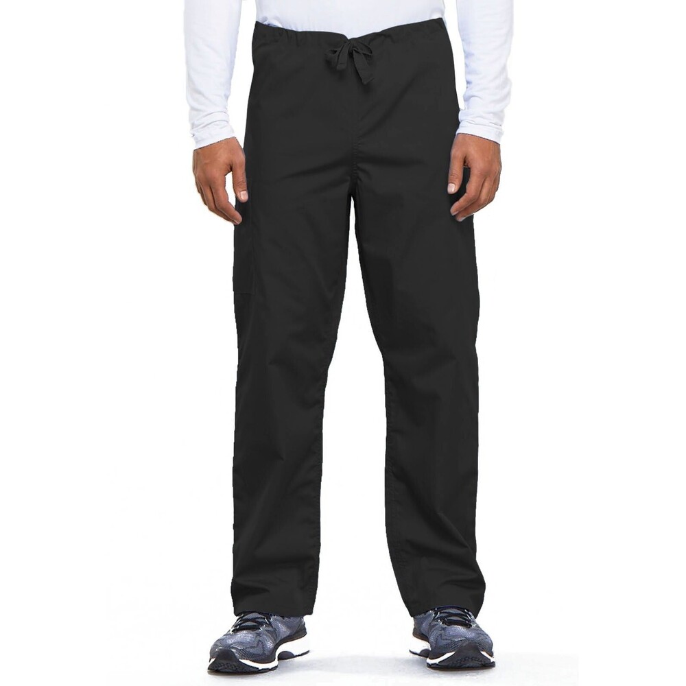 Cherokee Workwear Unisex Drawstring Cargo Pants Black Plus Size 3XL